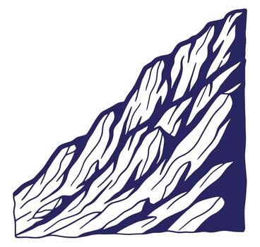Simple illustration of a mountain range with textured surface in deep blue vector