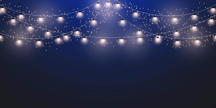 Christmas banner with sparkling string lights design vector
