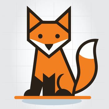 Minimalist Geometric Fox with clean shapes, simple vector