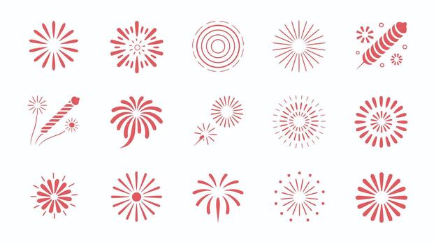 Fireworks Icon Set with Various Explosive Designs vector