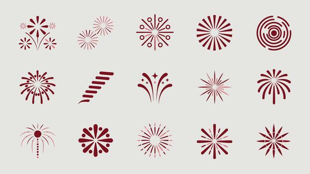 Fireworks Icon Set with Various Explosive illustration vector