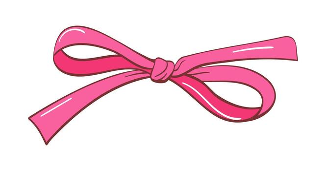 Simple pink loop bow, basic loop knot vector