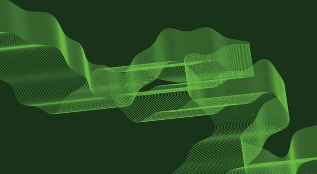 Blend Wavy Lines Background Green Color Curved Abstract Design Illustration vector