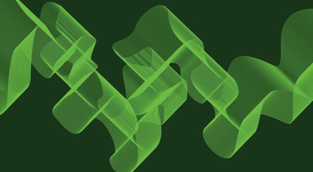 Blend Wavy Lines Curved Background Green Color Abstract Design vector