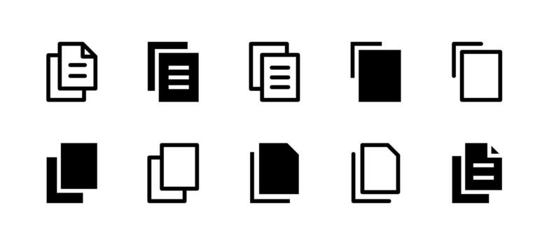 Copy Icon Set Line and Solid style for Content Duplication vector