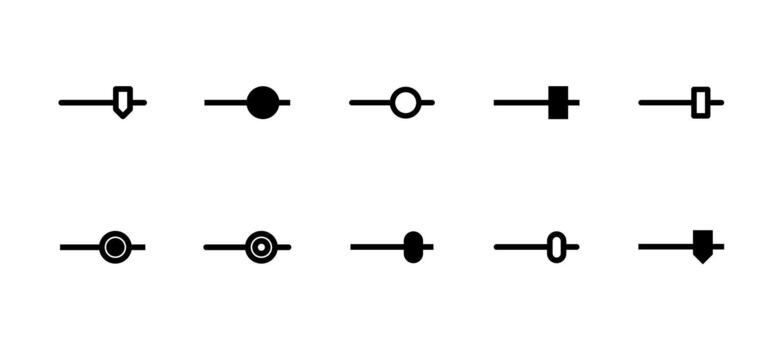 Slider Icon Set Line and Solid style for Value Adjustment vector