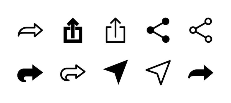 compartir icono conjunto línea y sólido estilo para social redes vector