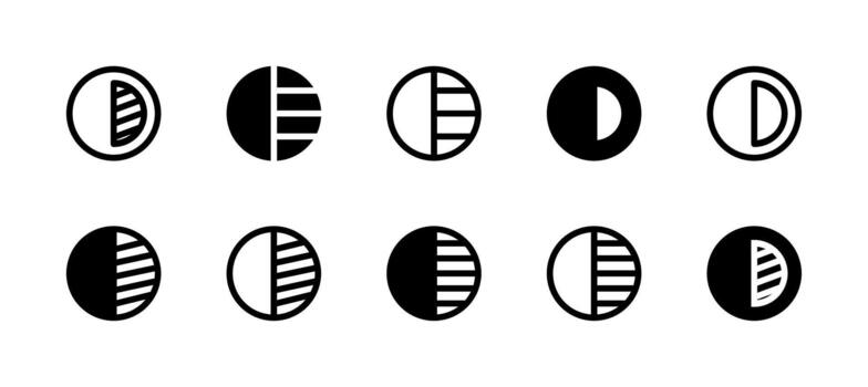 contraste icono conjunto línea y sólido estilo para visual monitor vector