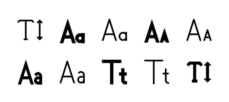 Font Size Icon Set Line and Solid style for Text Accessibility vector