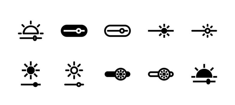 Brightness Icon Set Line and Solid style for Visual Adjustment vector