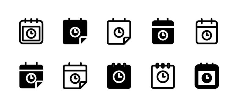 Deadline Icon Set Line and Solid style for Project Management vector