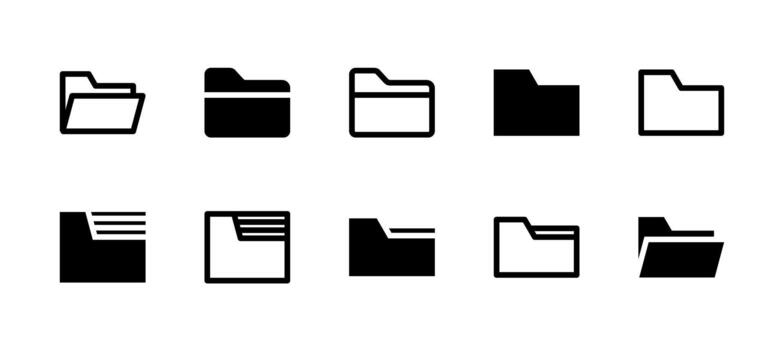 Folder Icon Set Line and Solid style for File Management vector