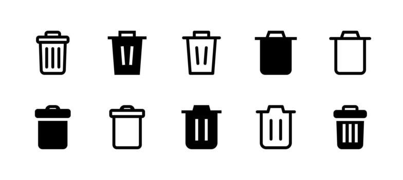 Delete Icon Set Line and Solid style for Data Management vector