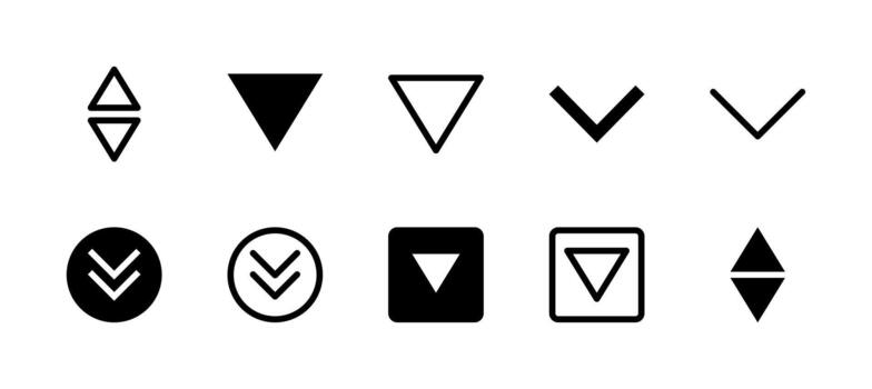Dropdown Icon Set Line and Solid style for List Selection vector