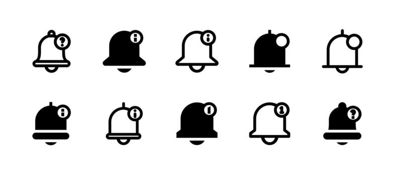 Notification Info Icon Set Line and Solid style for System Alert vector