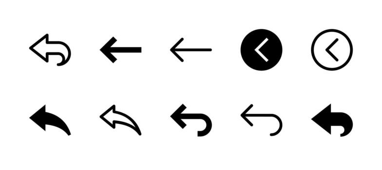 Back Icon Set Line and Solid style for Navigation History vector