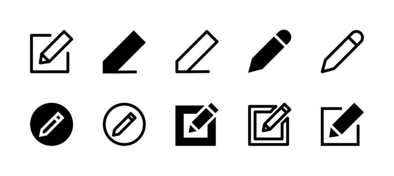 editar icono conjunto línea y sólido estilo para documento modificación vector
