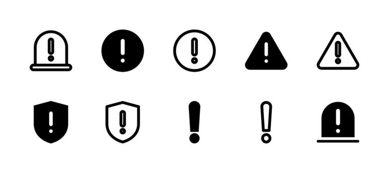Warning Icon Set Line and Solid style for System Alert vector