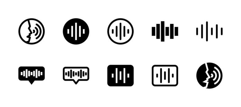 Voice Icon Set Line and Solid style for Audio Control vector