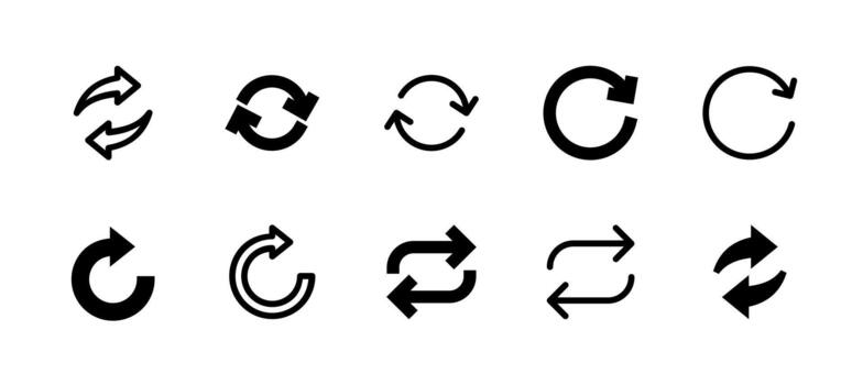 Refresh Icon Set Line and Solid style for Content Update vector