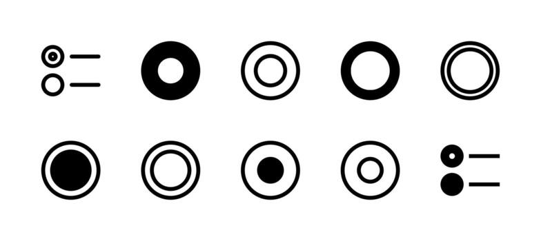 Radio Button Icon Set Line and Solid style for Single Selection vector