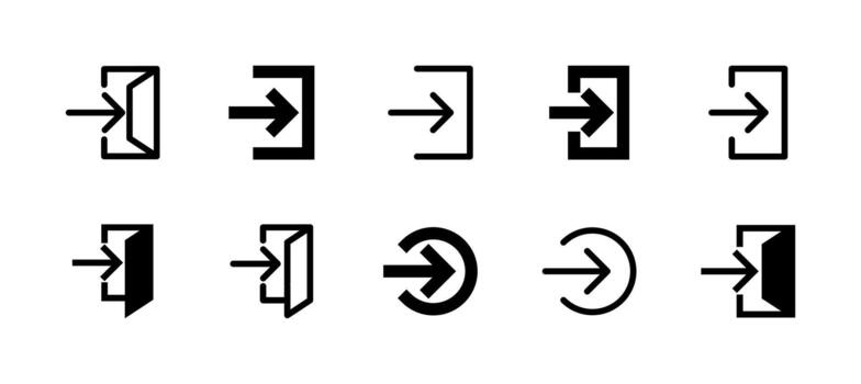 Log In Icon Set Line and Solid style for User Access vector