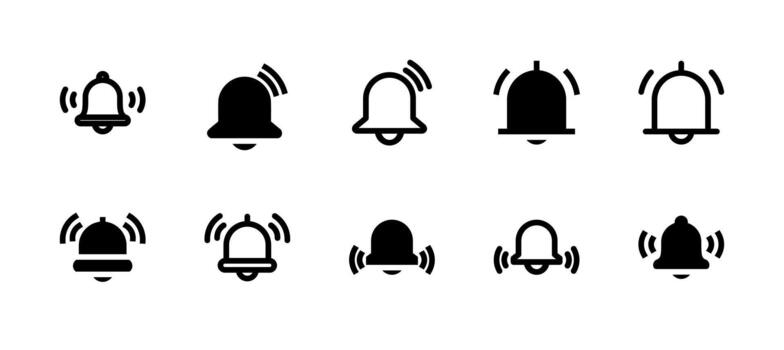 Alert Icon Set Line and Solid style for System Warning vector