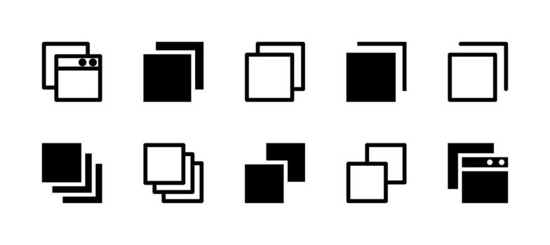 Tab Icon Set Line and Solid style for Content Organization vector