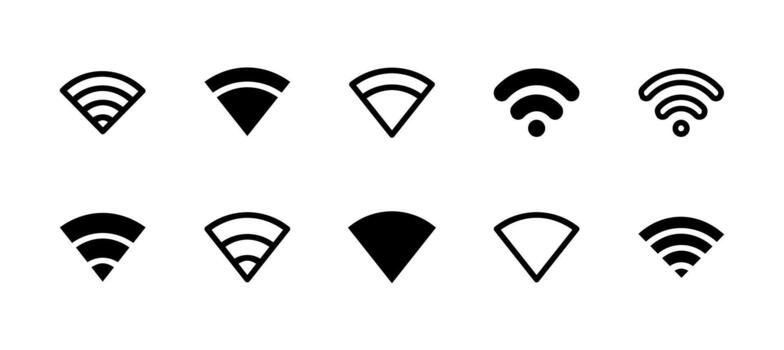 WiFi Icon Set Line and Solid style for Network Status vector