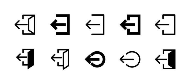 Log Out Icon Set Line and Solid style for Session Termination vector