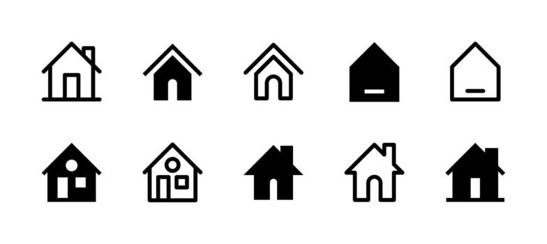 Home Icon Set Line and Solid style for Main Navigation vector
