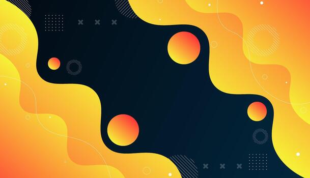 Black and yellow abstract background with bold dynamic wave forms. vector