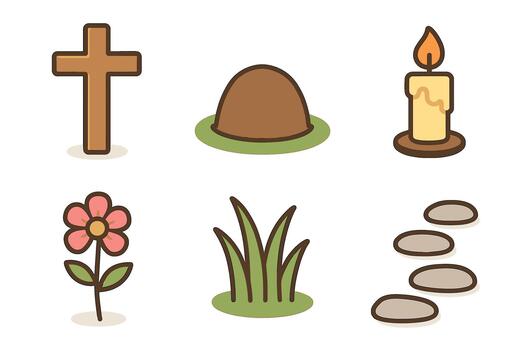 Elements of remembrance in a serene garden setting vector