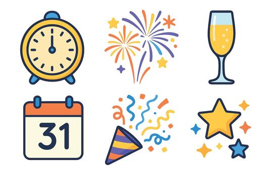 New Year countdown celebration theme with clock and party elements vector