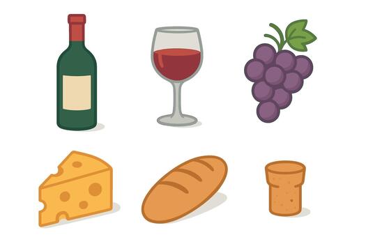 Wine and cheese pairing with grapes and bread for a delightful evening vector