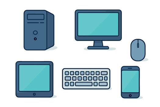 Modern computer equipment and accessories for digital tasks vector