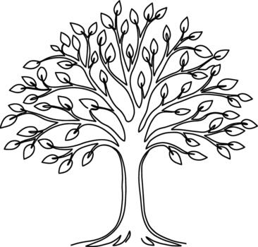 Flourishing tree with spreading branches in elegant continuous line art style vector