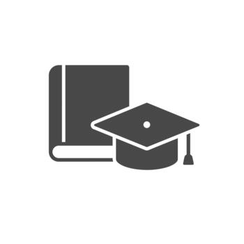 Structured learning symbol with a graduation cap and book for training programs and higher education vector