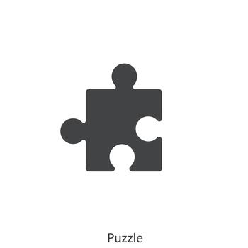 Solid puzzle piece icon representing business strategy coaching and creative problem solving solutions vector