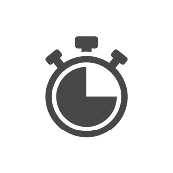 Solid icon of a stopwatch symbolizing time management and efficiency in training and coaching vector