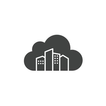 urbano nube informática con ciudad íconos para inteligente datos administración y iot conectividad vector