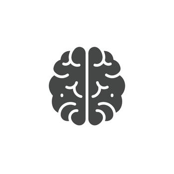 Solid icon of a brain symbolizing mindset training cognitive development and mental growth vector