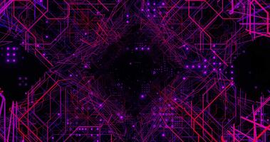 ficção científica tecnologia túnel animação ciclo com brilhando linhas video