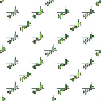 Breakout Candlestick Chart colored simple seamless pattern vector