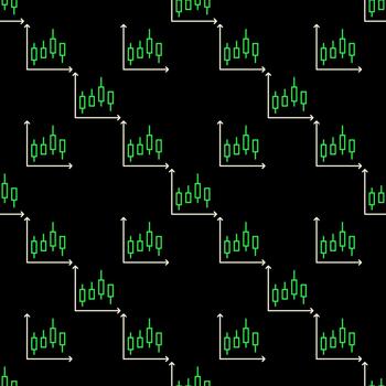 Candlestick Chart Market Data outline minimal seamless pattern vector