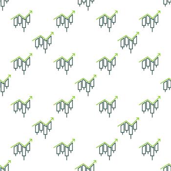 Trading Analysis Candlestick Chart with arrow seamless pattern in outline style vector