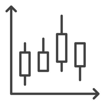 Candlestick Chart Market Data outline minimal icon or design element vector