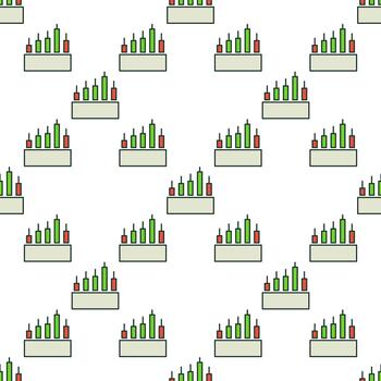 Trading Analysis Candlestick Chart Candle Graph colored seamless pattern vector