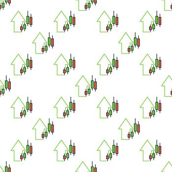Candlestick Graphic and Arrow Candlestick Chart colored seamless pattern vector