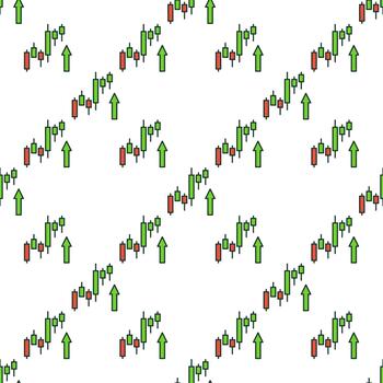 Stock Chart with Arrow colored seamless pattern vector